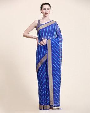 women striped saree with zari border