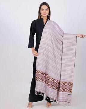 women striped shawl with tassels