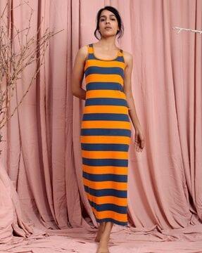 women striped shift dress