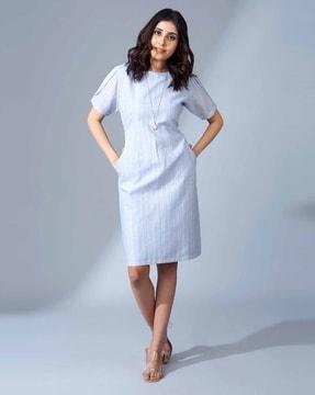 women striped shift dress