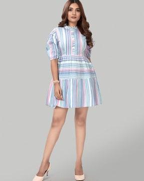 women striped shift dress