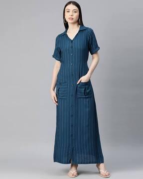 women striped shirt dress