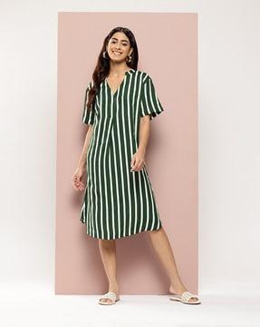 women striped shirt dress