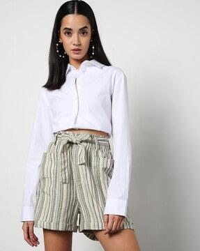 women striped shorts