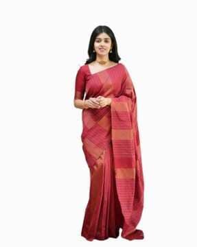 women striped silk saree