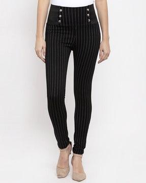 women striped skinny jeggings