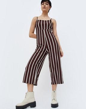 women striped sleeveless jumpsuit