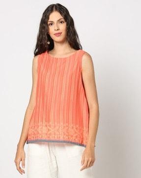 women striped sleeveless relaxed fit top