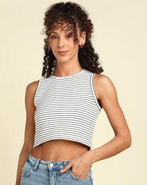 women striped sleeveless top