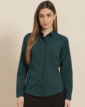 women striped slim fit cotton shirt