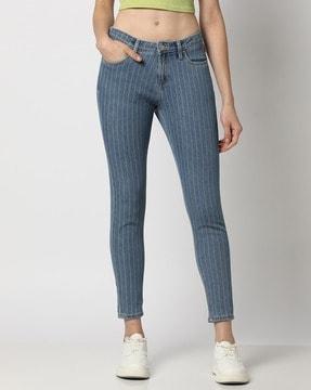 women striped slim fit jeans
