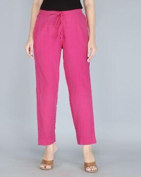 women striped slim fit pants
