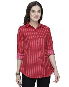 women striped slim fit shirt