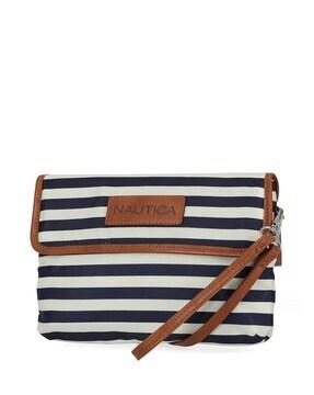 women striped sling bag with detachable strap