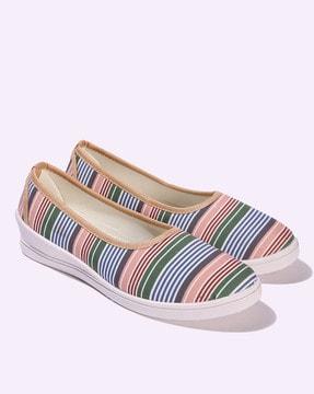 women striped slip-on casual shoes