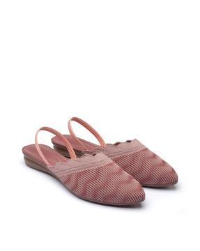 women striped slip-on flat sandals