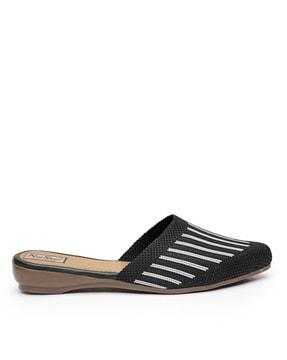 women striped slip-on sandals