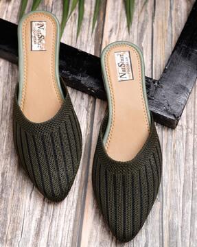 women striped slip-on sandals