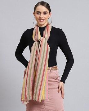 women striped stole with rectangular shape