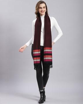 women striped stole with rectangular shape