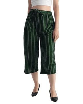 women striped straight fit culottes