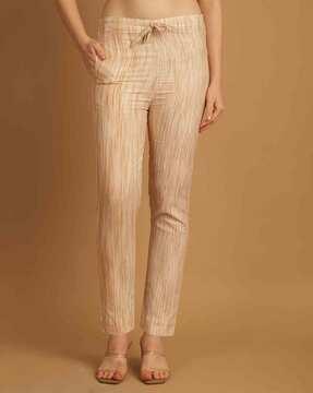 women striped straight fit pants