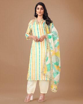 women striped straight kurta set