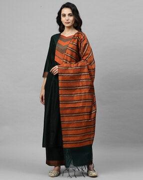 women striped straight kurta with palazzos & dupatta