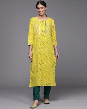 women striped straight kurta