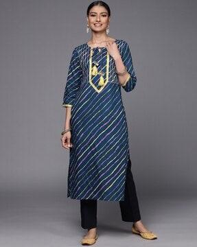 women striped straight kurta