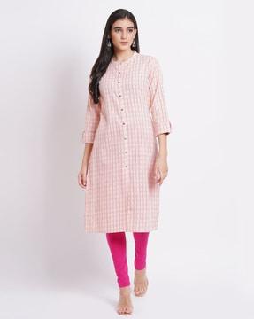 women striped straight kurta