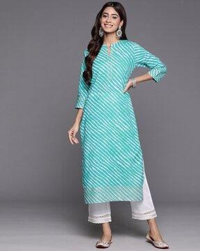 women striped straight kurta