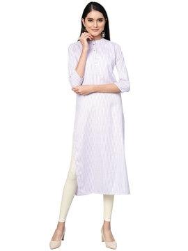 women striped straight kurta