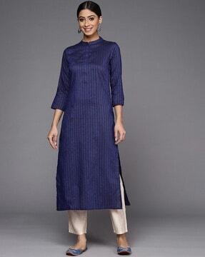 women striped straight kurta