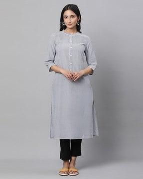 women striped straight kurta