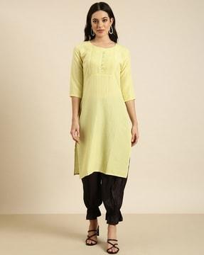 women striped straight kurta