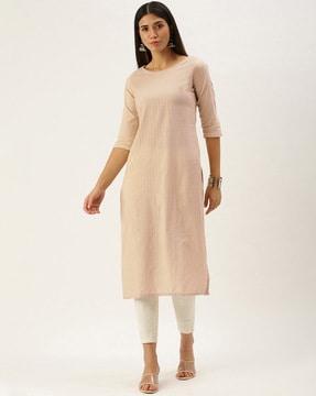 women striped straight kurta