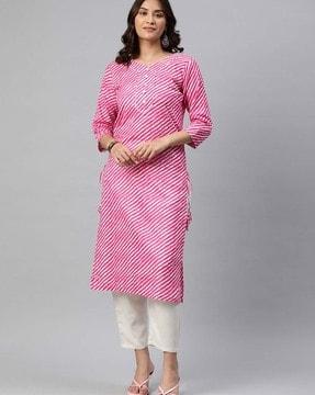 women striped straight kurta