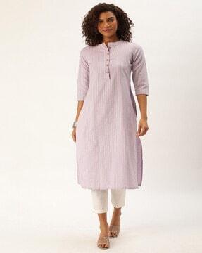 women striped straight kurta