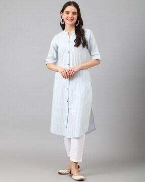 women striped straight kurta