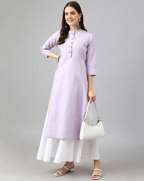 women striped straight kurta