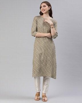 women striped straight kurta