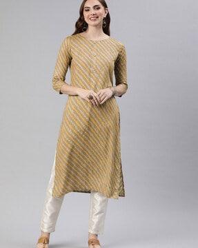 women striped straight kurta