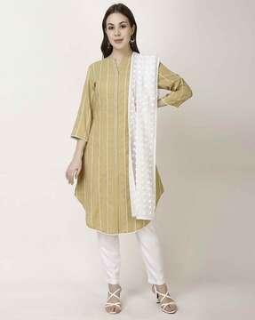 women striped straight kurta