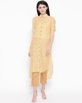 women striped straight kurta