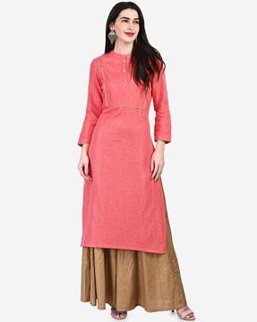 women striped straight kurta