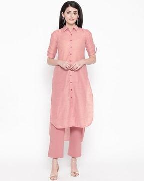 women striped straight kurta