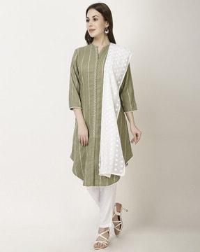 women striped straight kurta