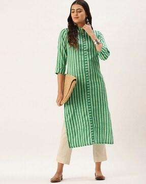 women striped straight kurta