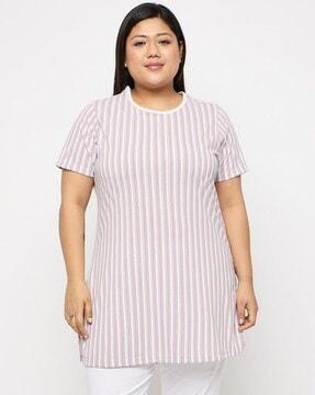 women striped straight kurti